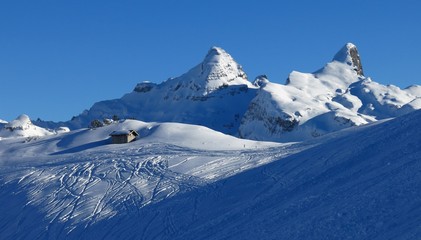 Winter scene in the Stoos ski area