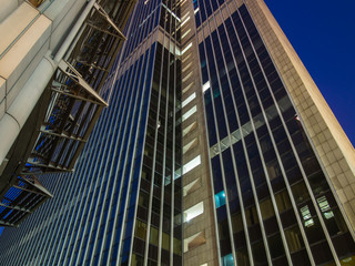 Fototapeta na wymiar Dynamic skyscrapers in the financial district of Frankfurt