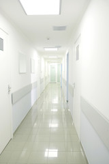 Medical center corridor interior