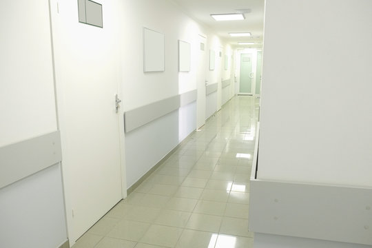 Medical center corridor interior