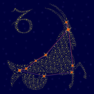 Zodiac sign Capricorn over starry sky