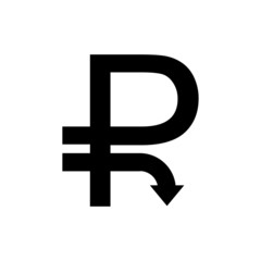 vector modern concept ruble icon with down Arrow
