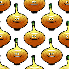 Seamless pattern with golden onion vegetable