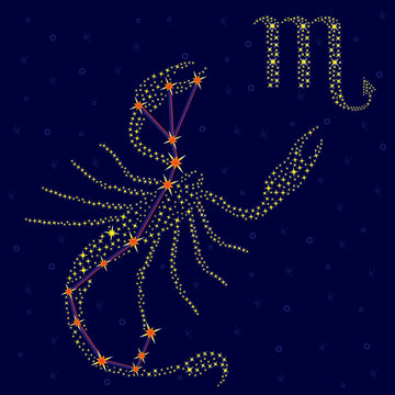 Zodiac sign Scorpio over starry sky