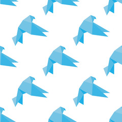 Seamless origami doves or pigeons pattern