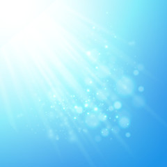 Blue rays of light. Vector bokeh blurred background