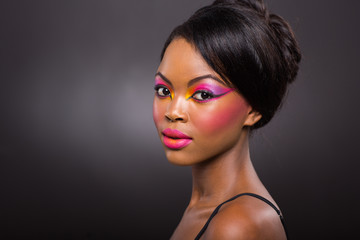 afro american woman with colorful makeup