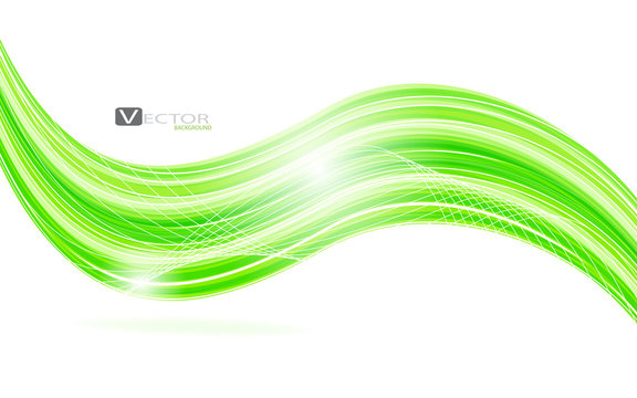 Abstract green waves - data stream concept. Vector Illustration