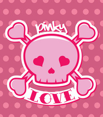 Pink cute simple romantic girly skull