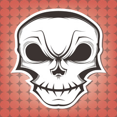 White skull on red background