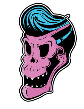 hipster rockabilly pink skull