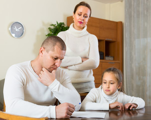 Sad family having financial problems