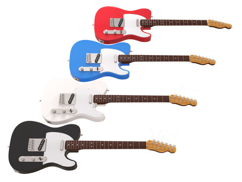 Cool electric guitars isolated on white