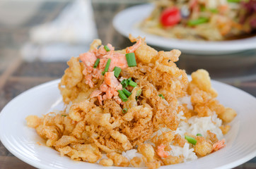 fried crispy beaten egg omelette