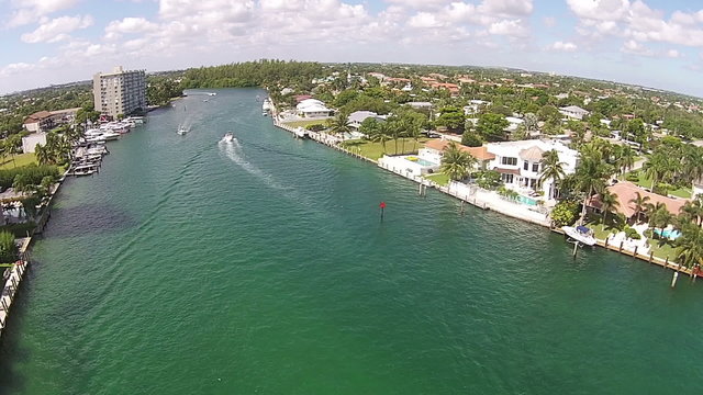 Waterways in Boca Raton Florida aerial view