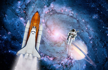 Naklejka premium Rakieta kosmiczna Astronauta