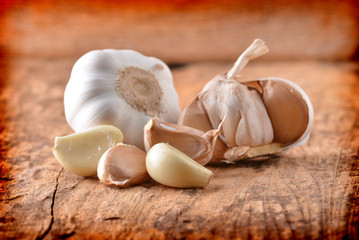 Garlic on  background.