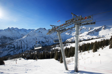 View to Ski slopes on the top of Fellhorn Ski resort, Germany