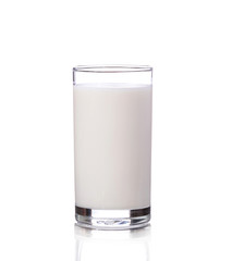 fresh milk in the glass on white background