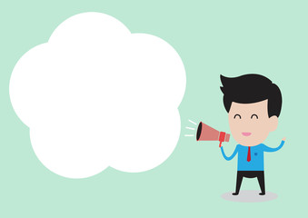 Businessman hand holding a megaphone, promotion marketing concep
