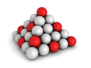 Pyramid Of Red And White Spheres. Business Concept