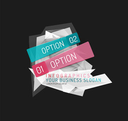 Modern polygonal origami paper infographics