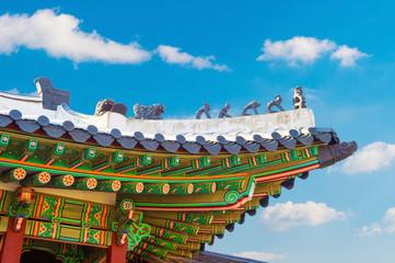 Obraz premium Roof of Gyeongbokgung palace in Seoul, Korea