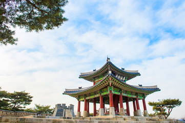 Naklejka premium Hwaseong fortress in Suwon,Famous in Korea.