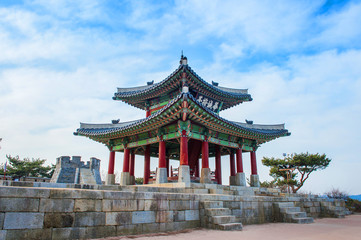 Naklejka premium Hwaseong fortress in Suwon,Famous in Korea.