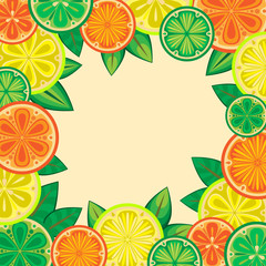 Decorative frame of oranges, lemons and limes