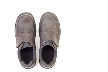 Old black safety shoe for worker