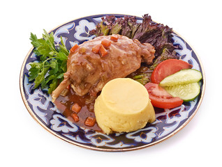Roasted duck leg with red cabbage