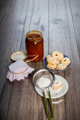 Canestrelli biscuit on wood table, vanilla cookies