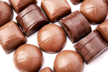 Dark chocolate on a white background