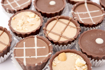 Dark chocolate on a white background
