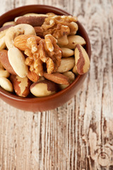 Mix nuts  on wooden background