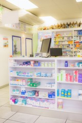 Close up of shelves of drugs