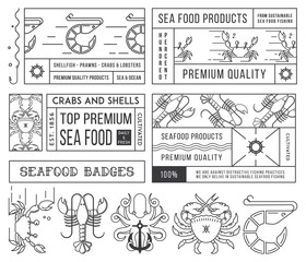 Seafood labels and badges vol. 4 black on white