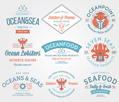 Seafood labels and badges vol. 3 colored