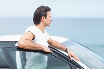 Man leaning on the door