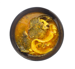 Thai food - hot and sour soup with fish and  preserved bamboo sh