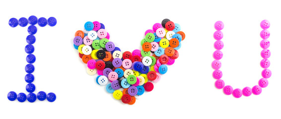 Colorful clasper as word i love you  on white