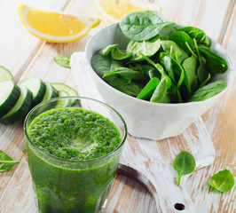 Freshly Squeezed Vegetable Juice  on  wooden board