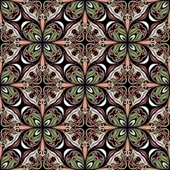 Seamless Abstract Kaleidoscope Pattern (Vector). Hand Drawn Text