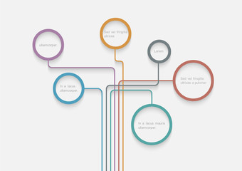 Stylized tree of web design bubbles with shadows