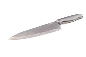 used kitchen knife on white background