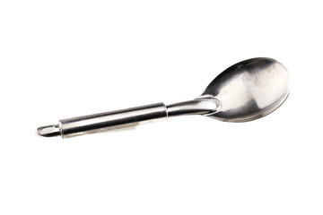 aluminium serving spoon isolated on a white background