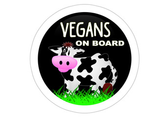 Vegans on Board / Sticker / Cow