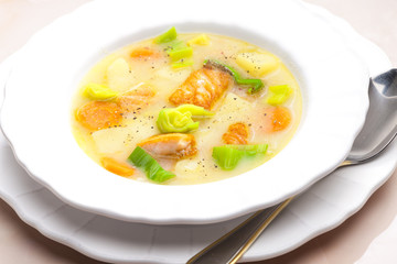 potato soup with salmon