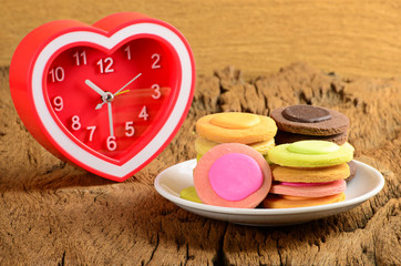 fancy cookie on wooden table